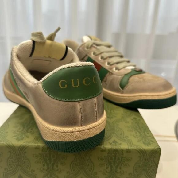 GUCCI Screener series GG enamel to do low-top fashion shoes green main image 6